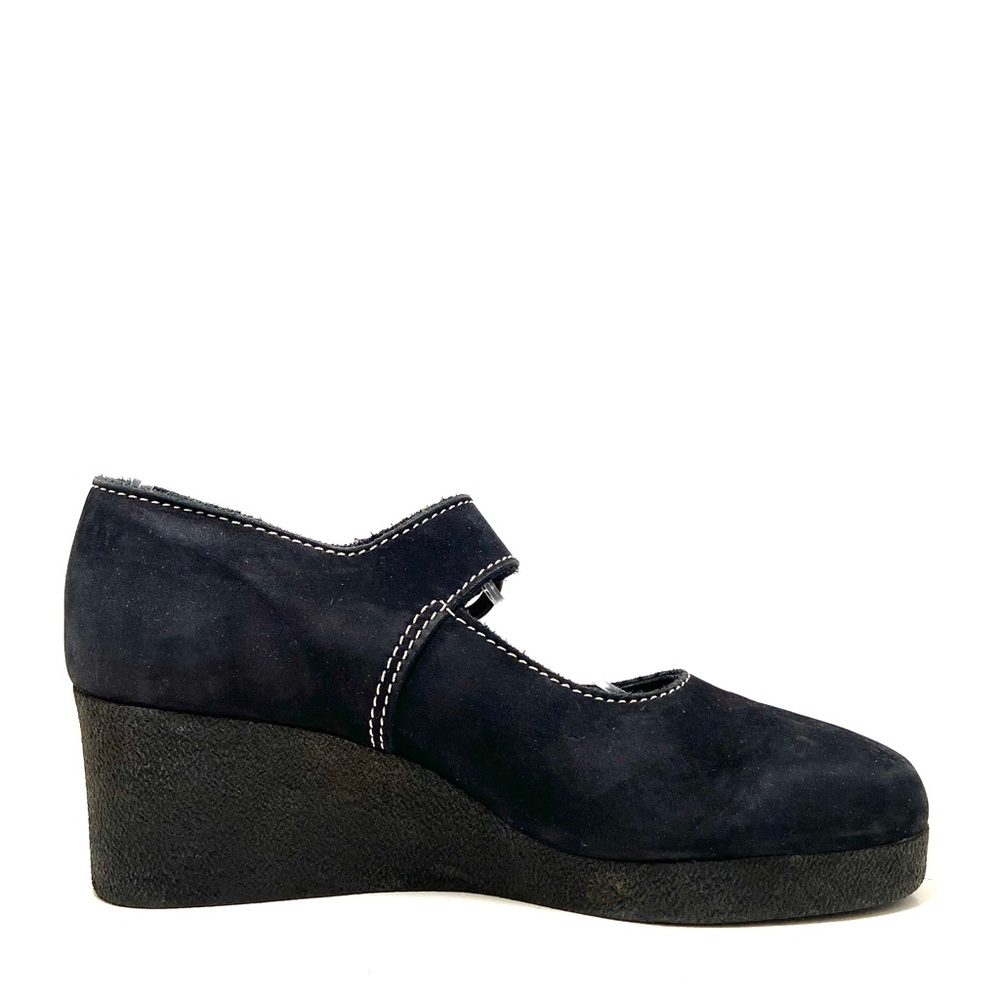 Arche Briska Black Leather Mary Jane Wedge Shoes - Picture 6 of 14
